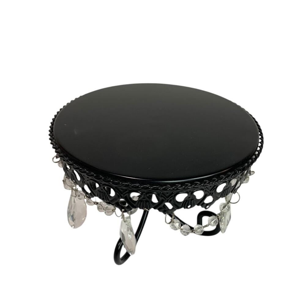 Elegant Black Decorative Stand with Crystal Accents - Picture 2 of 5